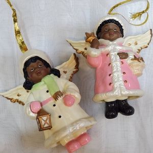 2 Angel Bell Christmas Ornaments